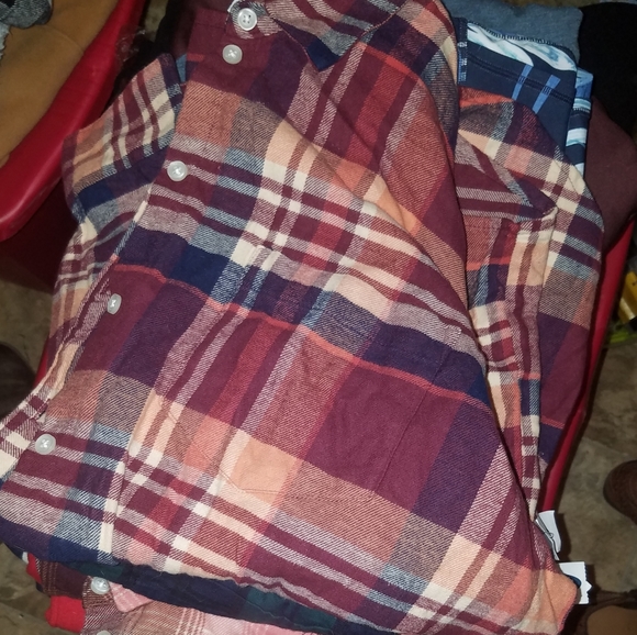 Old Navy Oversized Plaid Flannel Boyfriend Tunic Shirt - Picture 2 of 2